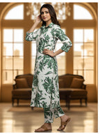 Green Floral Long Shirt Co-ord Set for Women