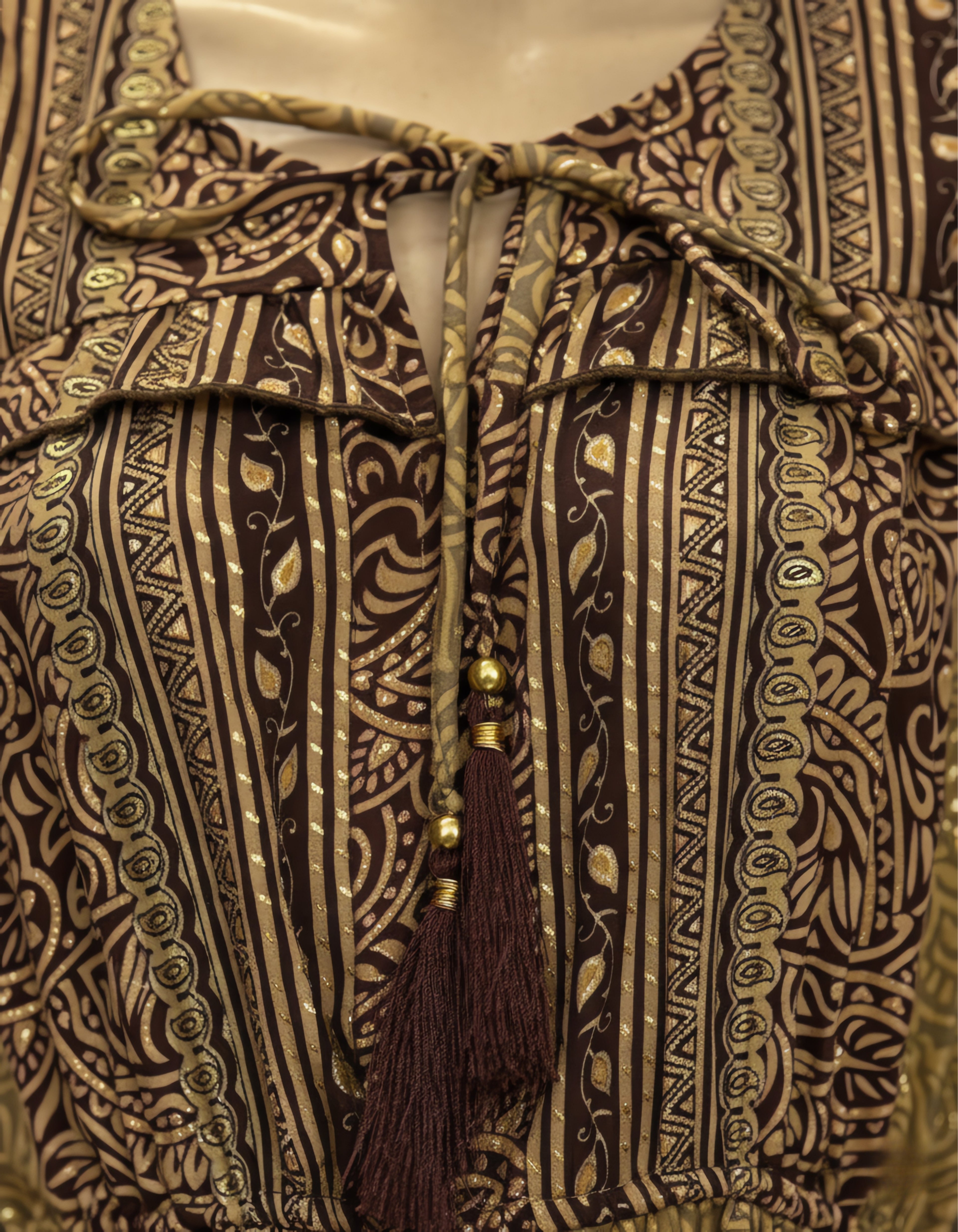 Viigobella Premium Kasturi Silk Printed Tiered Maxi Dress with Tassel Tie-Up