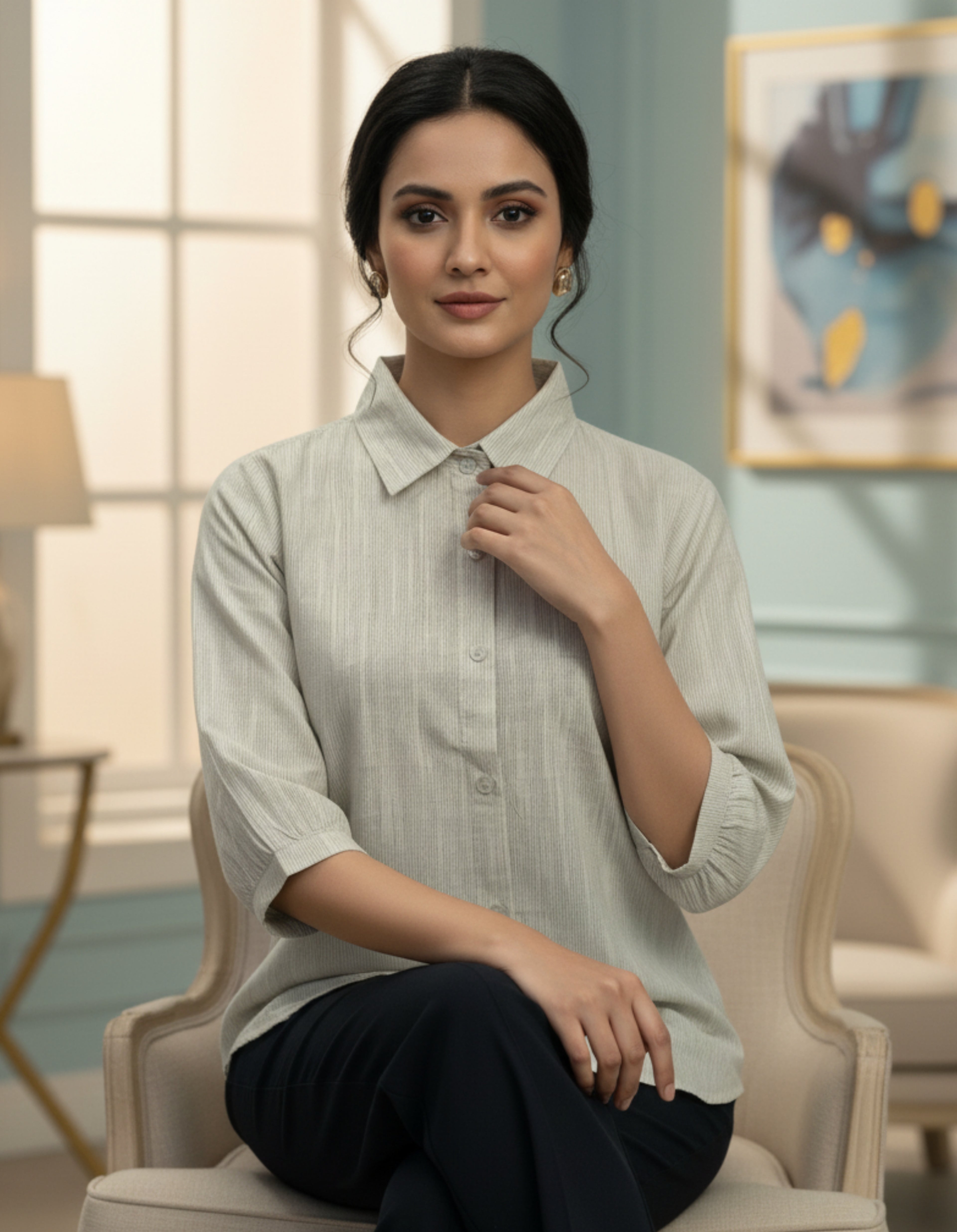 Classic Cotton Button-Down Shirt Top | Office & Daily Wear | Viigobella