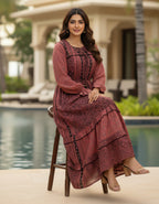 Viigobella Kasturi Silk Printed Tiered Maxi Dress with Drawstring Waist