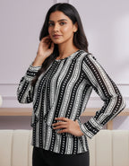 Striped Layered Georgette Top | Elegant Western Wear | Viigobella