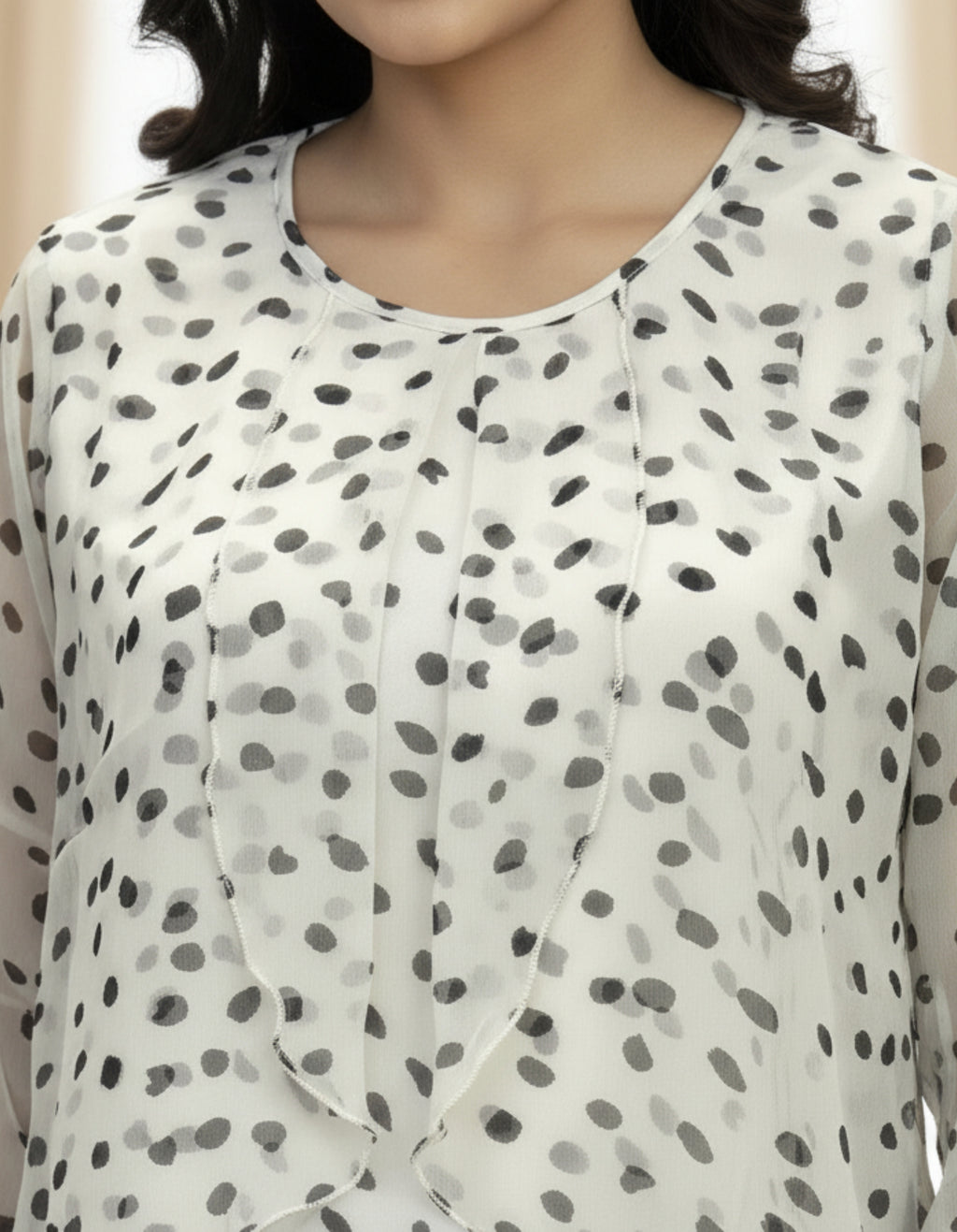 Polka Dot Layered Georgette Top | Elegant Western Wear | Viigobella