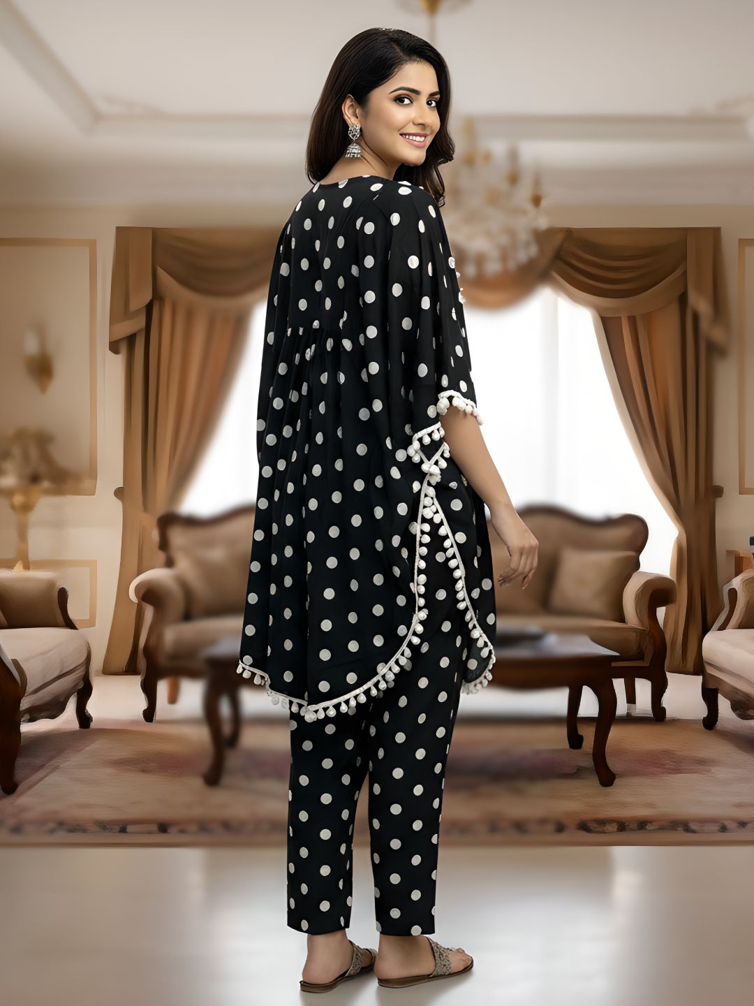 Polka Dot Kaftan Co-ord Set for Women