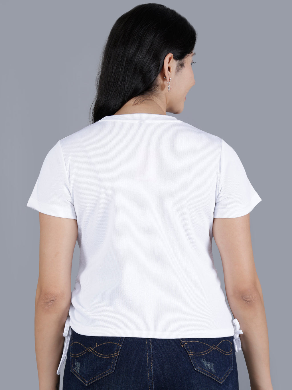 Viigobella Women’s Ribbed Crop Top in White Rib Fabric