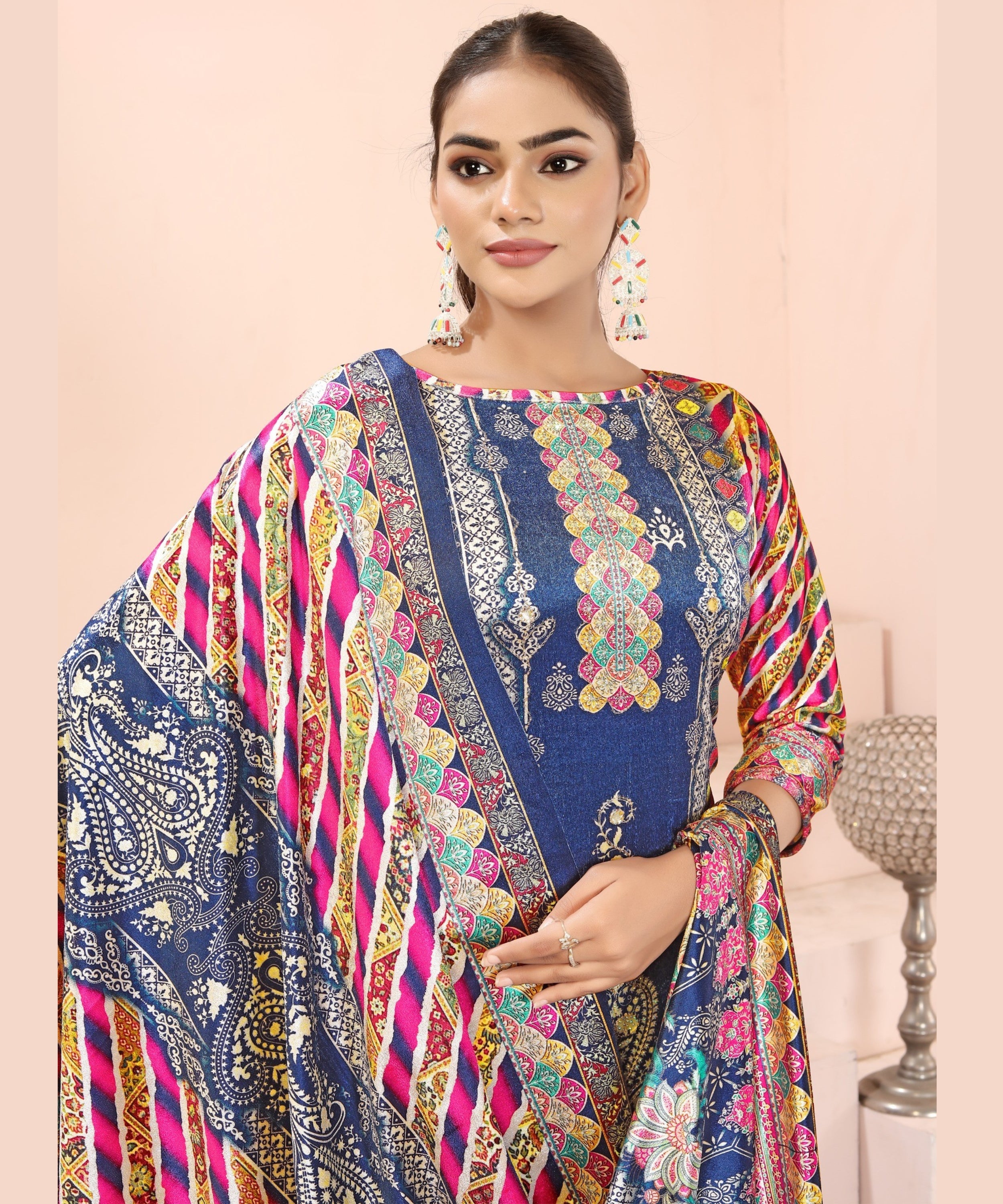 ViigoBella Premium Velvet Printed Straight Suit with Dupatta – Elegant Winter Edition