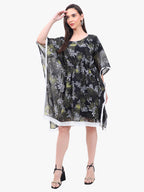 Women’s Printed Crepe Kaftan Dress with Lace Hem – Export Quality