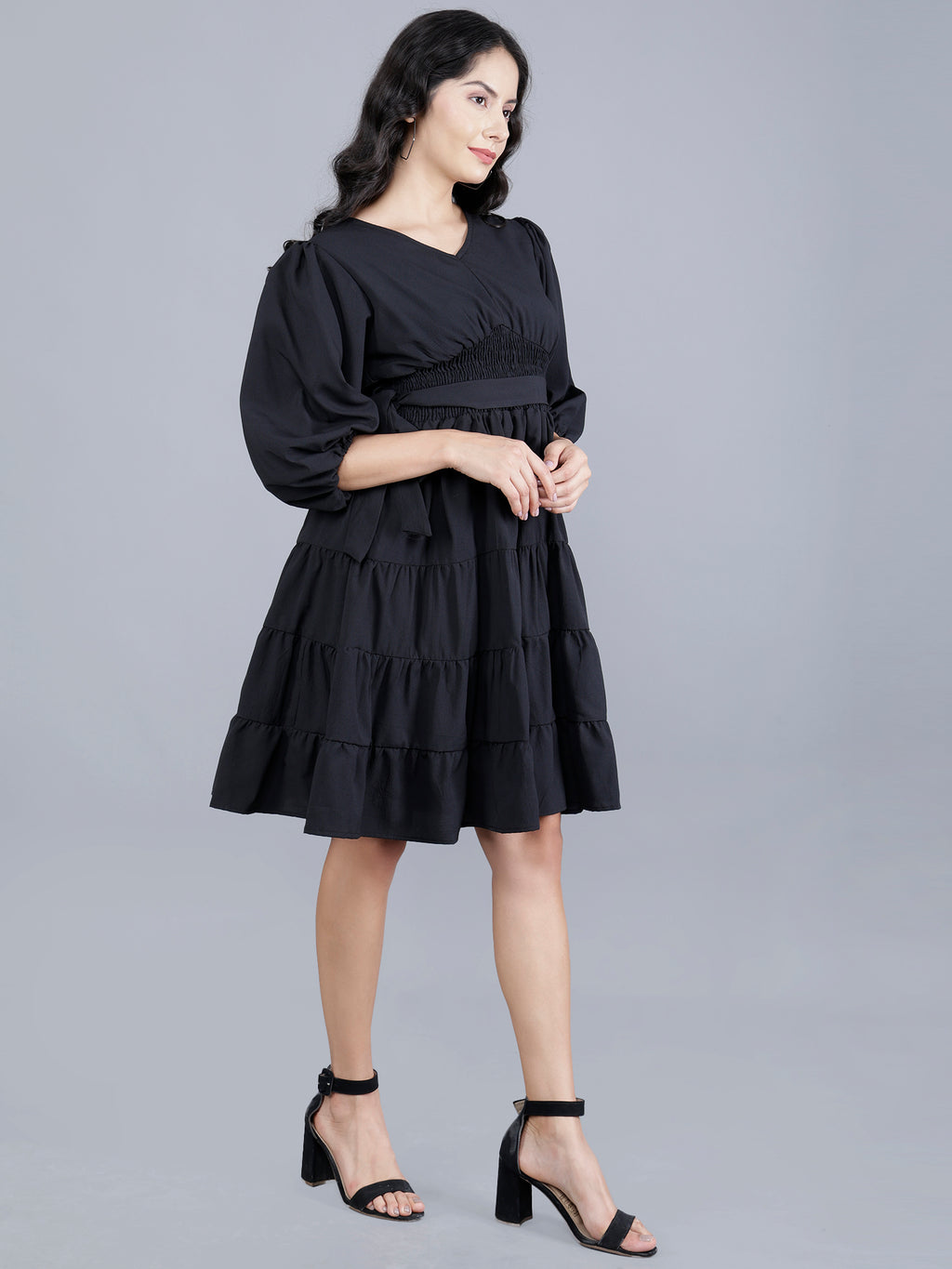 Viigobella Women’s Delta Fabric Tiered Short Dress with Smocked Waist – Export Quality