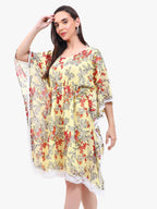 Women’s Printed Georgette Kaftan Dress with Lace Hem – Export Quality