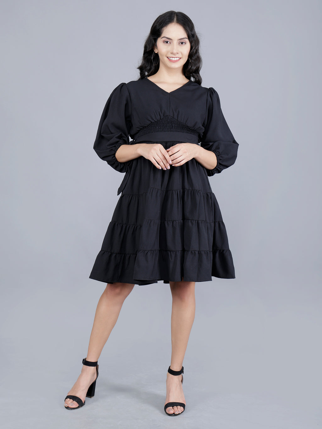 Viigobella Women’s Delta Fabric Tiered Short Dress with Smocked Waist – Export Quality