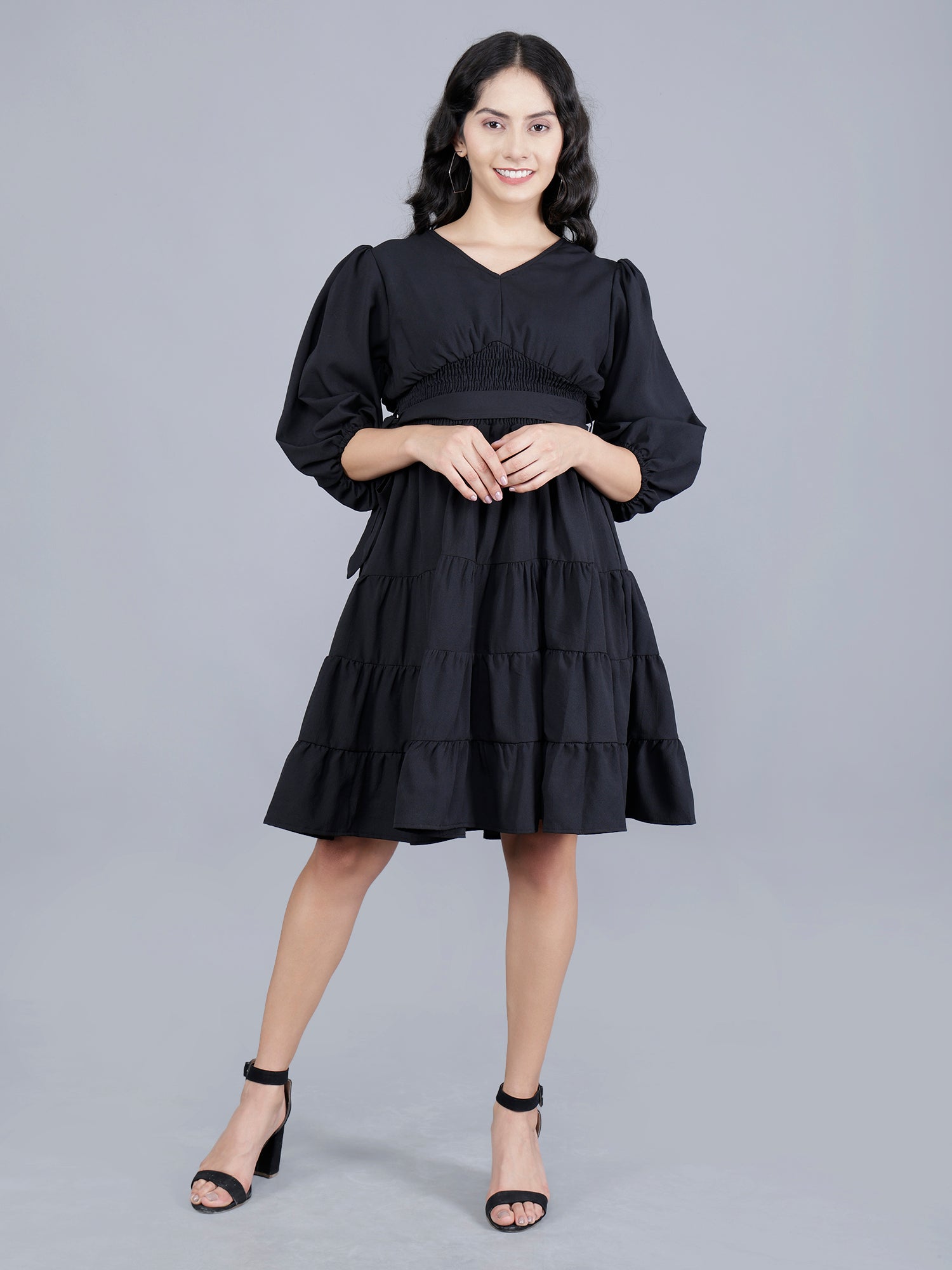 Viigobella Women’s Delta Fabric Tiered Short Dress with Smocked Waist – Export Quality