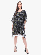 Women’s Printed Crepe Kaftan Dress with Lace Hem – Export Quality