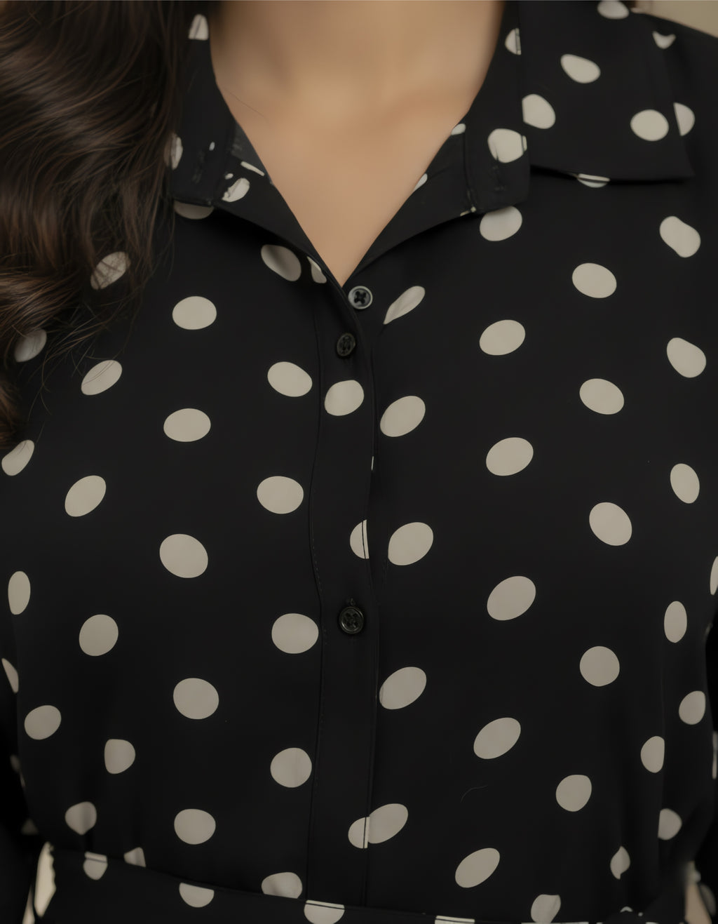 Viigobella Black & White Polka Dot Crepe Button-Down Maxi Dress