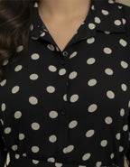 Viigobella Black & White Polka Dot Crepe Button-Down Maxi Dress