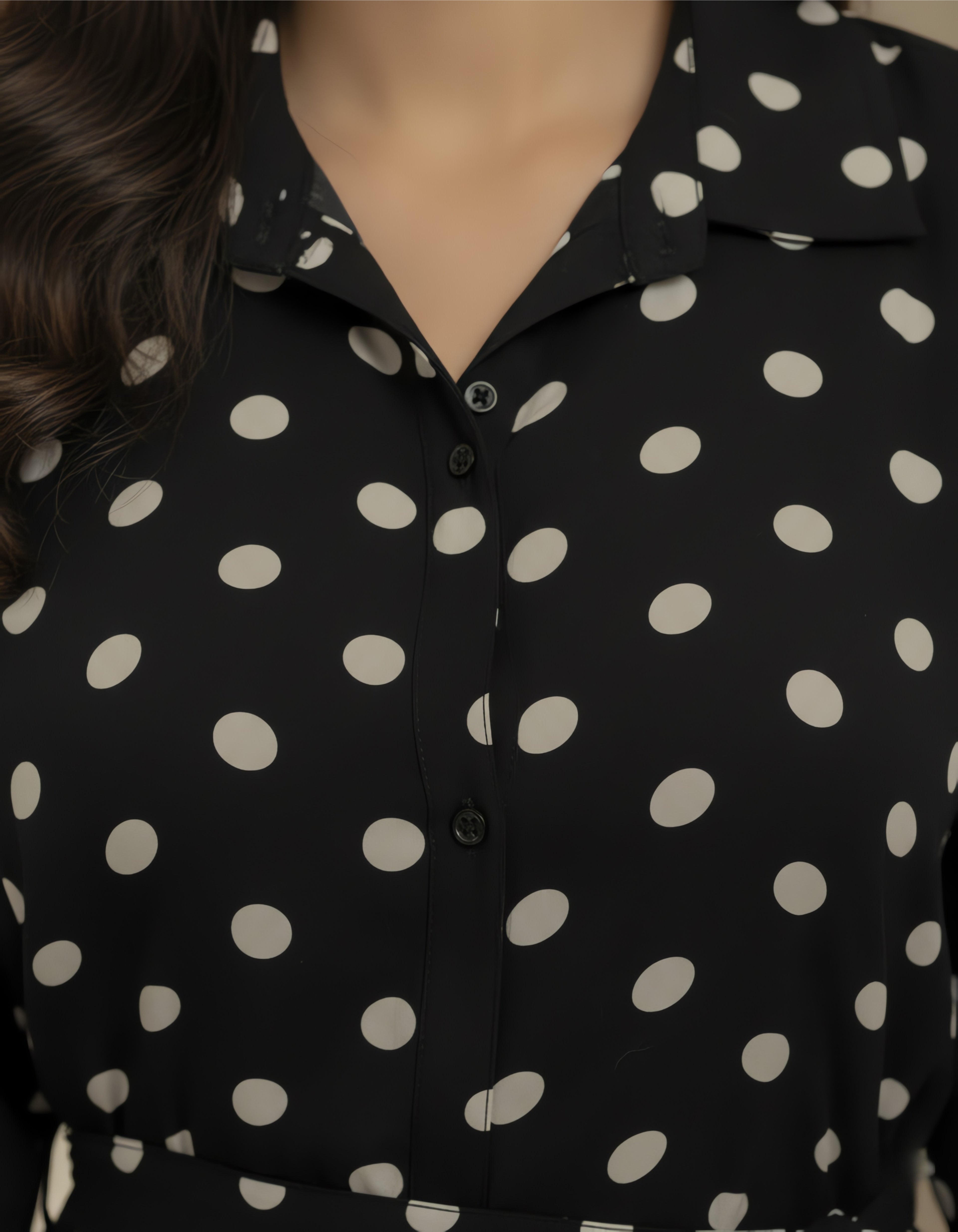 Viigobella Black & White Polka Dot Crepe Button-Down Maxi Dress