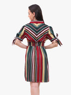 Viigobella Women’s Striped Crepe Dress with Smocked Waist – Export Quality