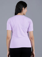 Viigobella Women’s Textured Short Sleeve Top in Lavender Cotton Fabric